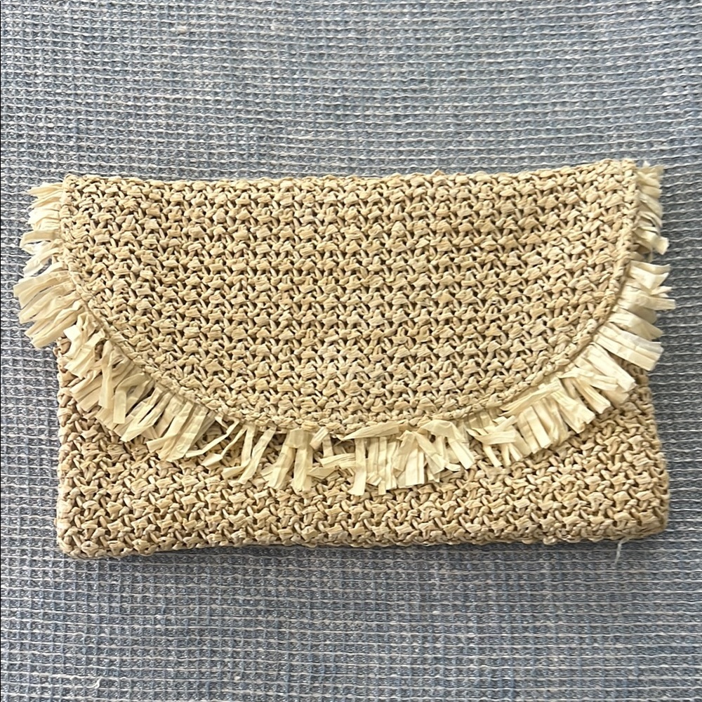 Beachly Woven Tan Clutch Bag